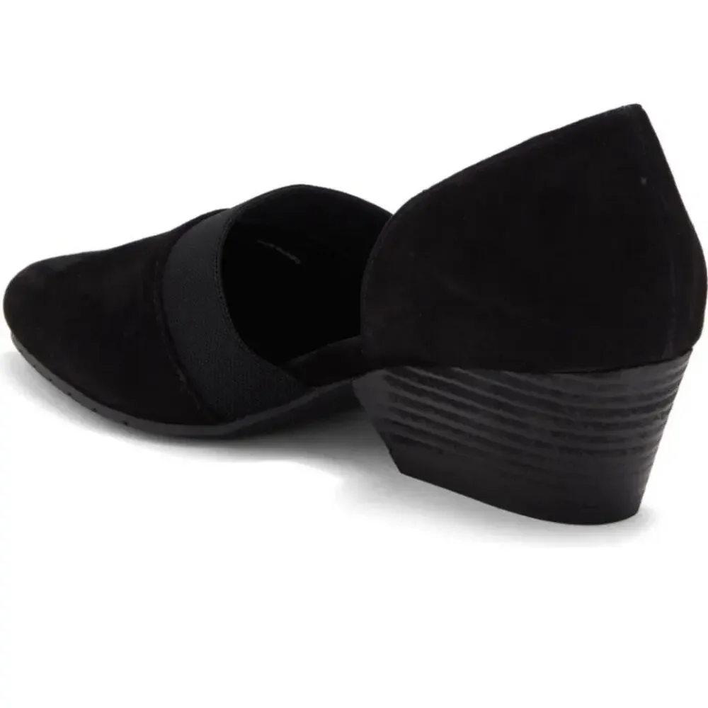 Eileen Fisher Hilly Wedge D’Orsay Black Suede Wedge Pumps Sz 7